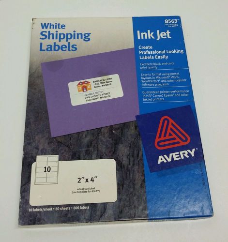 Avery White SHIPPING Labels 2&#034;x4&#034; 520 Labels-52 Sheets InkJet Holiday Packaging