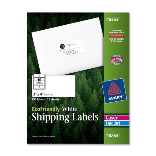 Avery mailing label - 2&#034; width x 4&#034; length - 250 / pack - rectangle - (48263) for sale