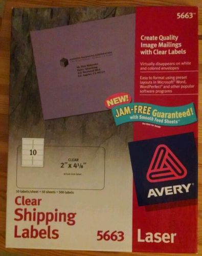 Avery clear address/shipping labels 5663 for laser 2&#034;x4&#034; (45 of 50 sheets) for sale