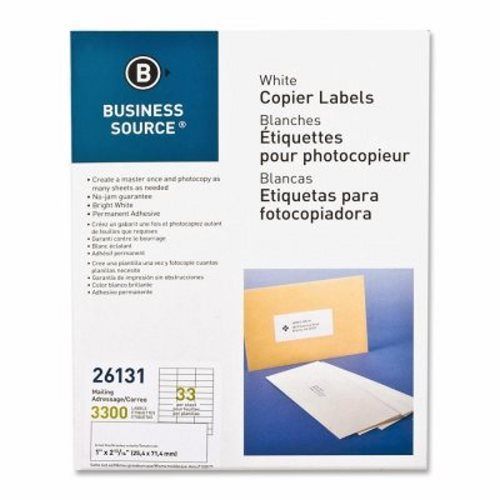 Business Source Mailing Labels, 1&#034;x2-3/4&#034;, 3300/PK, White (BSN26131)