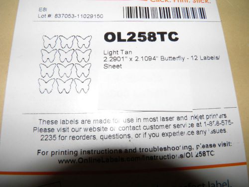 215+  BUTTERFLY Online labels- click n print - Light Tan - Labels -#OL258TC