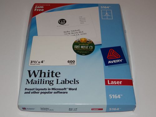 AVERY 5164 3 1/3&#034; x 4&#034; WHITE-LASER PRINTER SHIPPING LABELS-OVER 600 LABELS