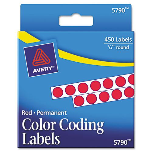 Permanent self-adhesive color-coding labels, 1/4in dia, red, 450/pack for sale
