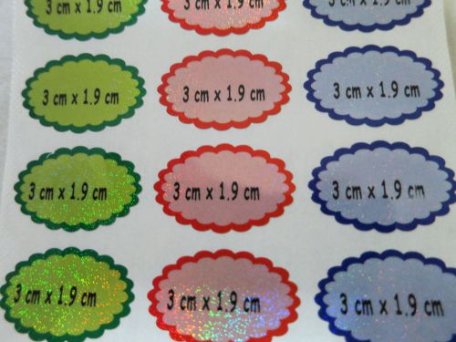 63 Sparkle Laser Oval Personalized Waterproof Name Stickers 3 x 1.9 cm Labels