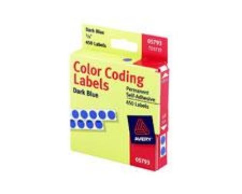 Avery Label Color Coding 1/4&#039;&#039; Round 450 Count Dark Blue