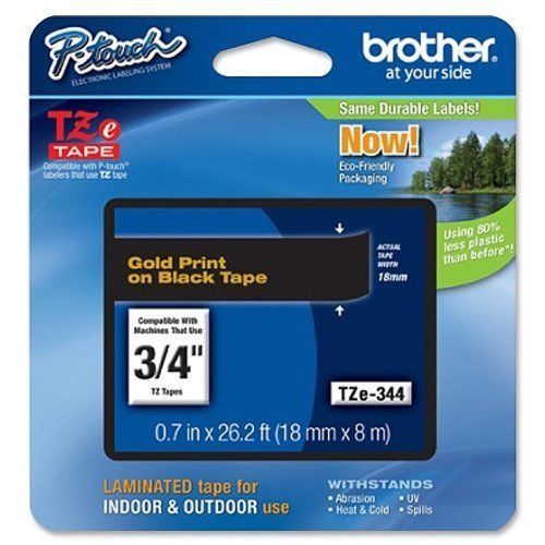 Brother tape gold on black 18mm (tze344) ee490746 mint home office for sale
