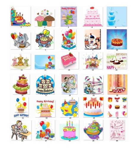 30 Personalized Return Address Labels Birthday Cakes. choose one picture {B1}