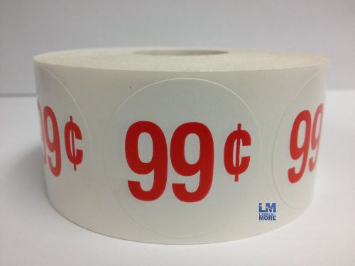 1 Roll 1000 each 1.5&#034; Round White &amp; Red .99 Cents Price Point Labels Stickers