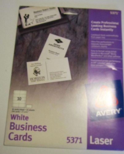 AVERY White Laser business cards 250 cards 10 sheets 5371 NEW