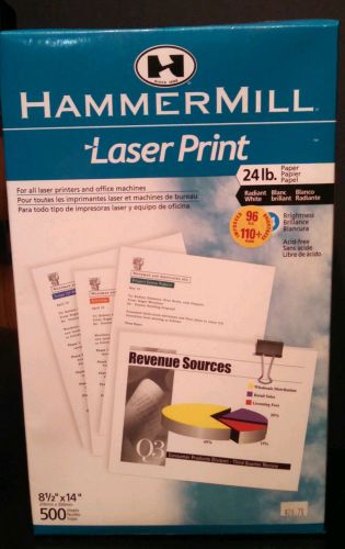 Hammermill Laser Print 24lb 96 Brite Acid Free Paper 8.5&#034; x 14&#034; 500 Sheet Ream
