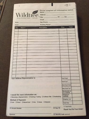 Pack Of 85 Wildtree Customer Order Forms