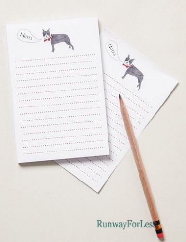 Usa New ANTHROPOLOGIE Home School Boston Terrier Dog Bark Back Notepad Note Pad