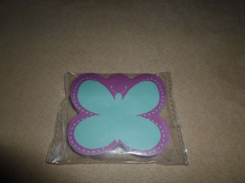 100 Sheet Purple &amp; Turquoise Colored Butterfly Sticky Notes, NEW IN PACKAGE!