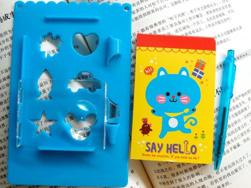 1X Kitty Memo Pad Set (Notebook + Plastic Ruler + Ball Pen) Stationery Kids Gift