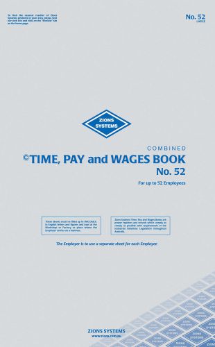 Zions Time, Pay and Wages Book. No. 52 Large