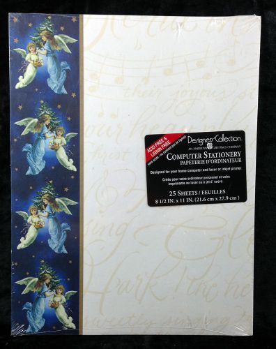 Holiday Stationery Letterhead Angels Christmas Tree Computer Paper Lot