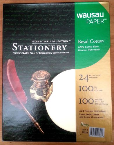 Royal 100% Cotton Ivory Resume Stationery Paper - 8.5 x 11-24# 100 Sheets/Box