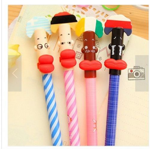 Lot 4pcs Cute Korean funny face figurine 0.5mm Rollerball Point Pens Kawaii Cute