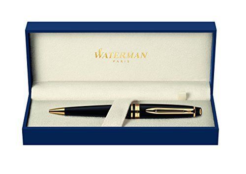 WATERMAN Expert Ballpoint Pen Medium Point Black Lacquer with Gold Trim S0951700