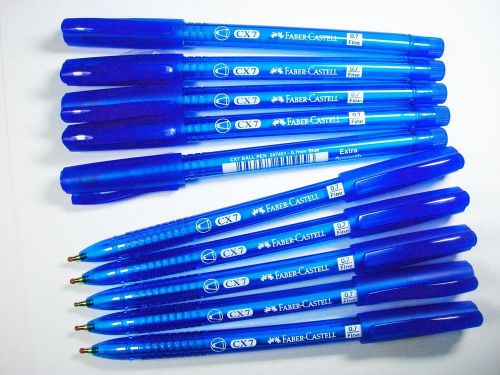 FABER-CASTELL EXTRA SMOOTH 10 PENS BLUE INK , BARREL CX7  BALL POINT PEN 0.7 mm.