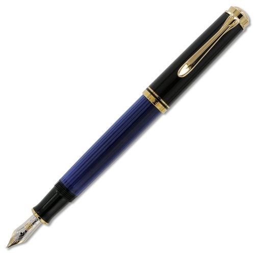 Pelikan souveran m400 black/blue fountain pen fine nib for sale