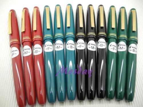 12Pcs Pilot Fountain Pen Teal, Green, Red, Black Colors F,M,B Nib Size Set