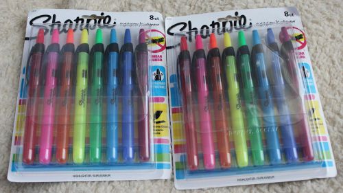 2 NEW 8 Count (16 total) Sharpie Highlighters Retractable Narrow Chisel Assorted