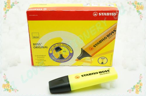 Stabilo boss textliner fluorescent highlighter pen (yellow) 10 piece for sale
