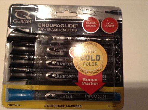 Quartet EnduraGlide Dry-Erase Markers, Fine Tip, Asst  Colors, 5 Pk(5001-17M) TQ