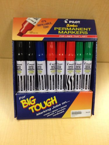 Pilot sc-6600 jumbo permanent markers, green red black blue - 24/pk + display! for sale
