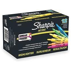 Sharpie® Accent Tank Style Highlighter, Chisel Tip, Assorted Colors, 12/Pk