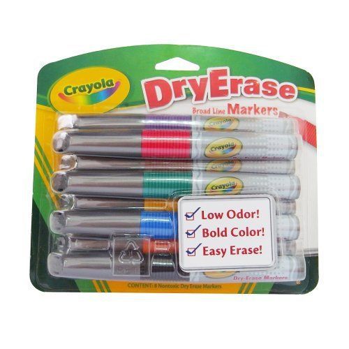 Crayola 8 count dry erase broad line chisel tip markers new for sale