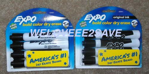 Expo Dry Erase Markers (8 total), Chisel Tip, Original Ink, **New** 83661