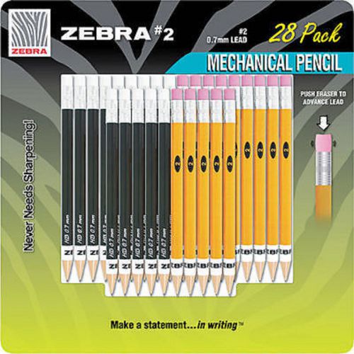 Zebra #2 Mechanical Pencils 28ct Woodcase Barrel Design New