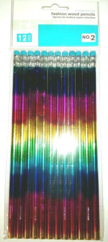 Rainbow/Arco Iris Fashion Wood No. 2 Pencils with Color Graphics (12 Count)