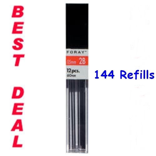 12 packs of 12 (144) Mechanical Pencil Lead Refills 0.7mm .7mm HB #2 - Foray