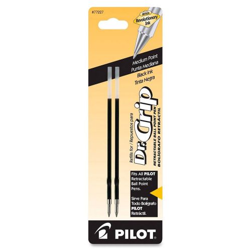 Pilot Dr. Grip &amp; BPS Retract Ballpoint Pen Refills, Black, 2/Pack, PIL77227