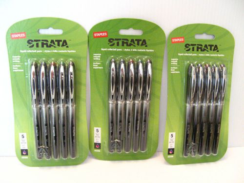 Staples Strata Liquid Rollerball Pen Pack of 5 Assorted Color 0.7mm 40396 Lot x3