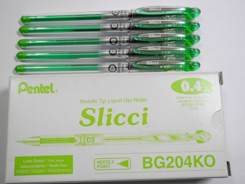 10 PCS  Pentel Slicci 0.4mm Extra Fine roller ball pen Lime Green/with cap
