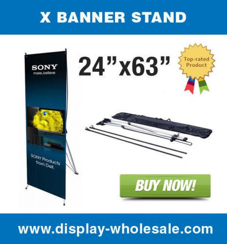 X banner stand tripod trade show display 24&#034;x63&#034; for sale