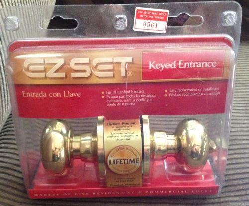 EZ Set Brass Round Residential Keyed Entry Double Door Knob : New in Box w/ Keys