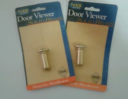 Lot of 2 ives by schlage security hardware 190 deg. solid brass door viewer for sale