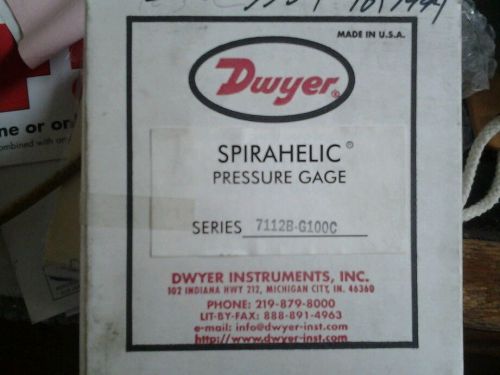 Dwyer spirahelic pressure gage 7112b-g100c NEW