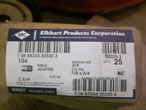 Lot of 24 ELKHART PRODUCTS CORP 30330 3/4&#034; COPPER MALE ADAPTER W01146