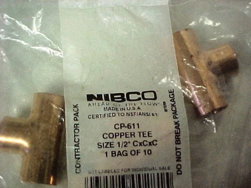 10 Nibco Copper Tee CP-611 1/2&#034; CxCxC New Sealed Pack