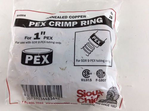 (25) 1&#034; PEX Copper Crimp Rings by Sioux Chief, Made in USA,