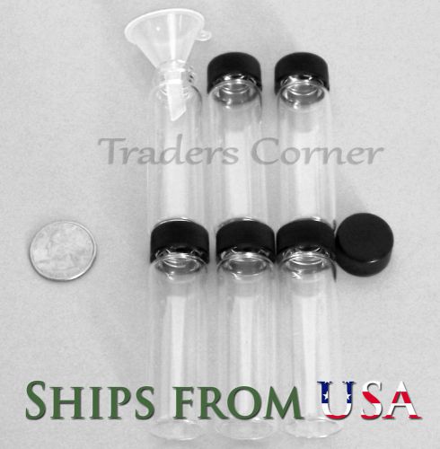 6pc 4OZ GLASS VIAL Gold Prospecting Dredge Panning &amp; Placer Gold with funnel