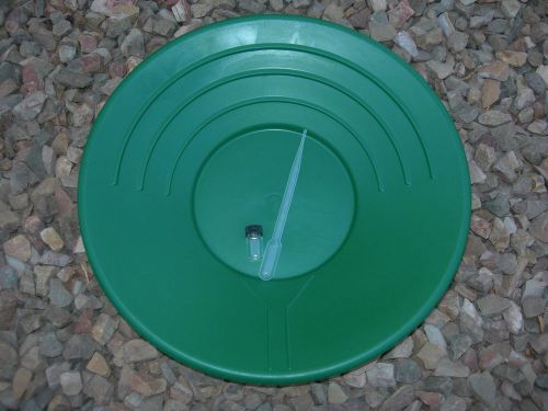 Gold pan panning 14&#034; high impact plastic green prospecting + free snuffer &amp; vial for sale