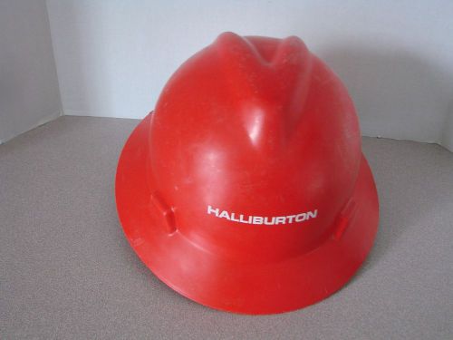 MSA V Guard Type 1 Hard Hat RED with liner / Medium/Saftey Helmet-Halliburton