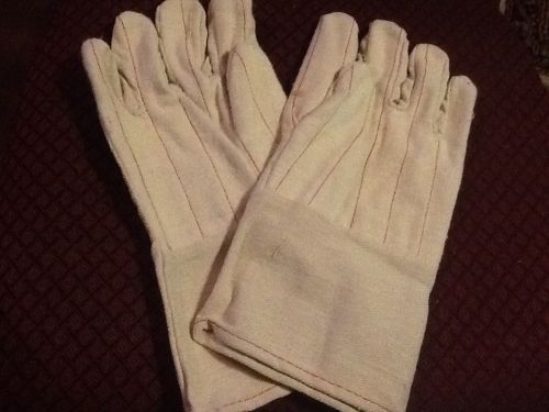 9 PAIR NEW LARGE SIZE COTTON KNITTED WORK GLOVES  EXTRA PADDED PALM 4&#034; CUFF